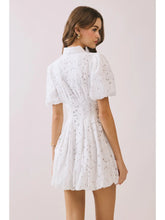 Load image into Gallery viewer, Eyelet Collared Neck Hidden Front Button Dress
