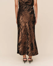 Load image into Gallery viewer, Bronze Shimmer Side Slit Maxi Skirt
