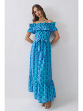 Load image into Gallery viewer, Floral Print Off Shoulder Ruffle Maxi Dress