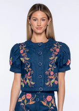 Load image into Gallery viewer, Denim Embroidered Coco Top