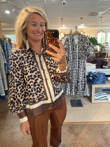 Leopard Puff Sleeve Blouse