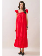 Load image into Gallery viewer, Ruffled Cap Sleeve Square Neckline Midi Dress
