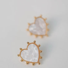 Load image into Gallery viewer, Gold Studded Pink Tortoise Heart Earrings

