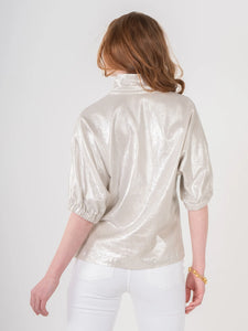 Metallic Linen Poppy Top