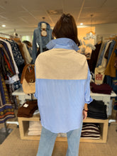 Load image into Gallery viewer, Hailey Stripe Poplin Sweater Button Up Top
