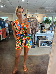 Drina Printed Surplice Crop