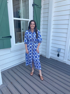 Damask Maxi Shirt Dress