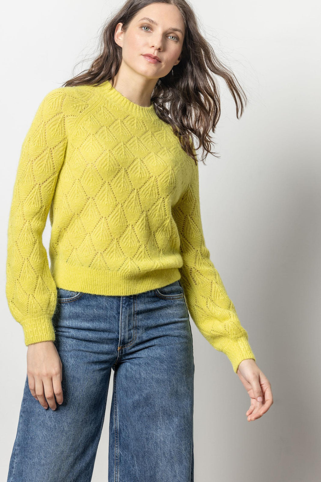 Airspun Pointelle Crewneck Sweater