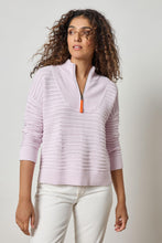 Load image into Gallery viewer, Mixed Stitch Pointelle 1/2 Zip Sweater
