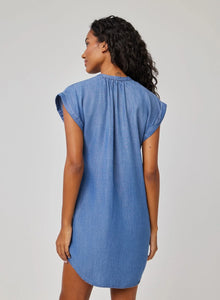 Denim Cap Sleeve Henley Dress