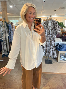 Split Collar V Neck Blouse