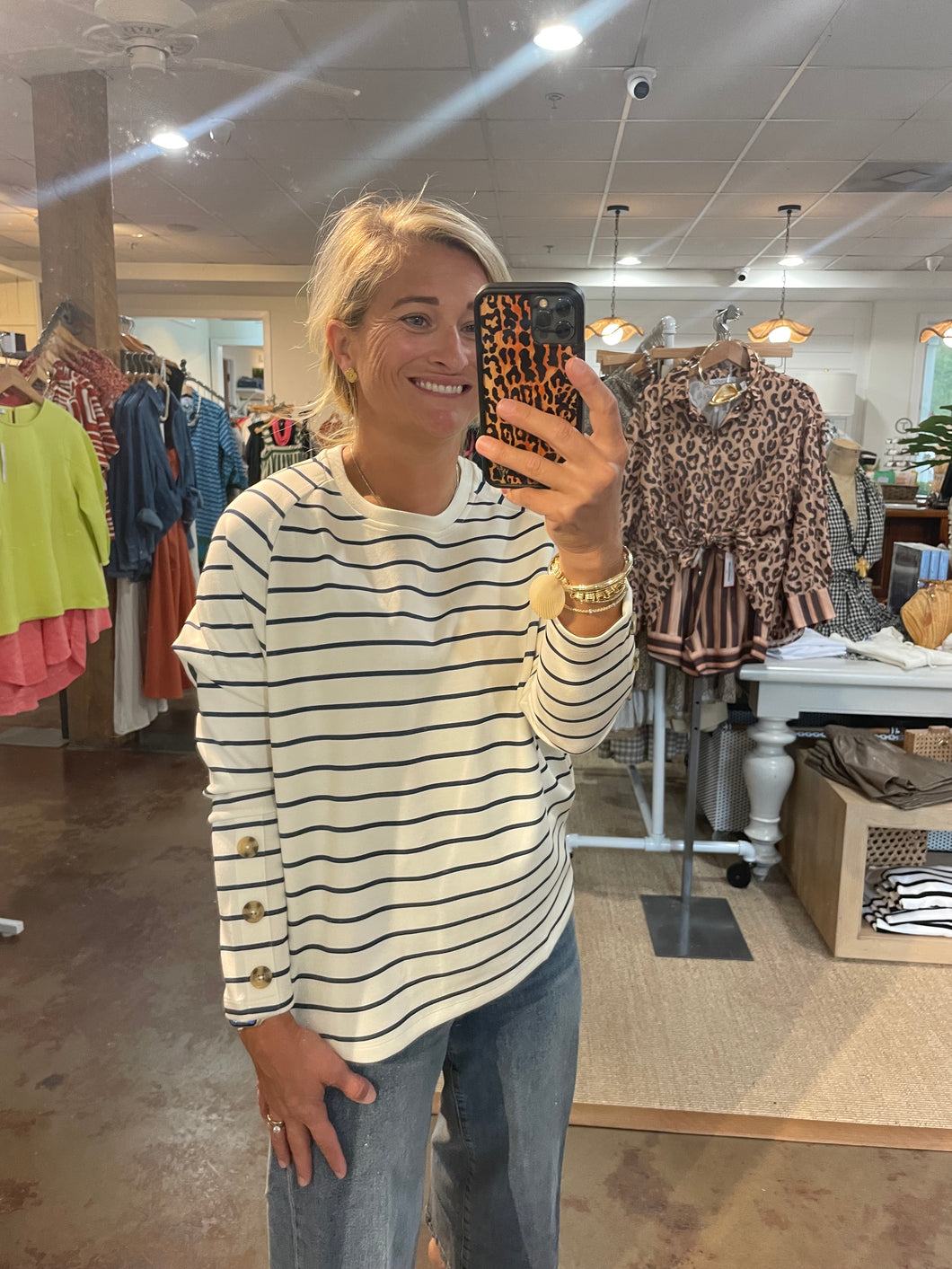 Hermann Crew Neck Top with Buttons