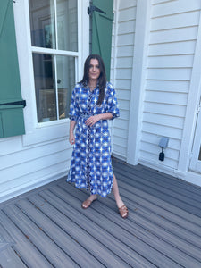 Damask Maxi Shirt Dress