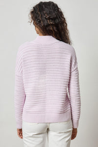 Mixed Stitch Pointelle 1/2 Zip Sweater