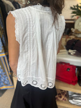 Load image into Gallery viewer, Eyelet Buttondown Sleeveless Top
