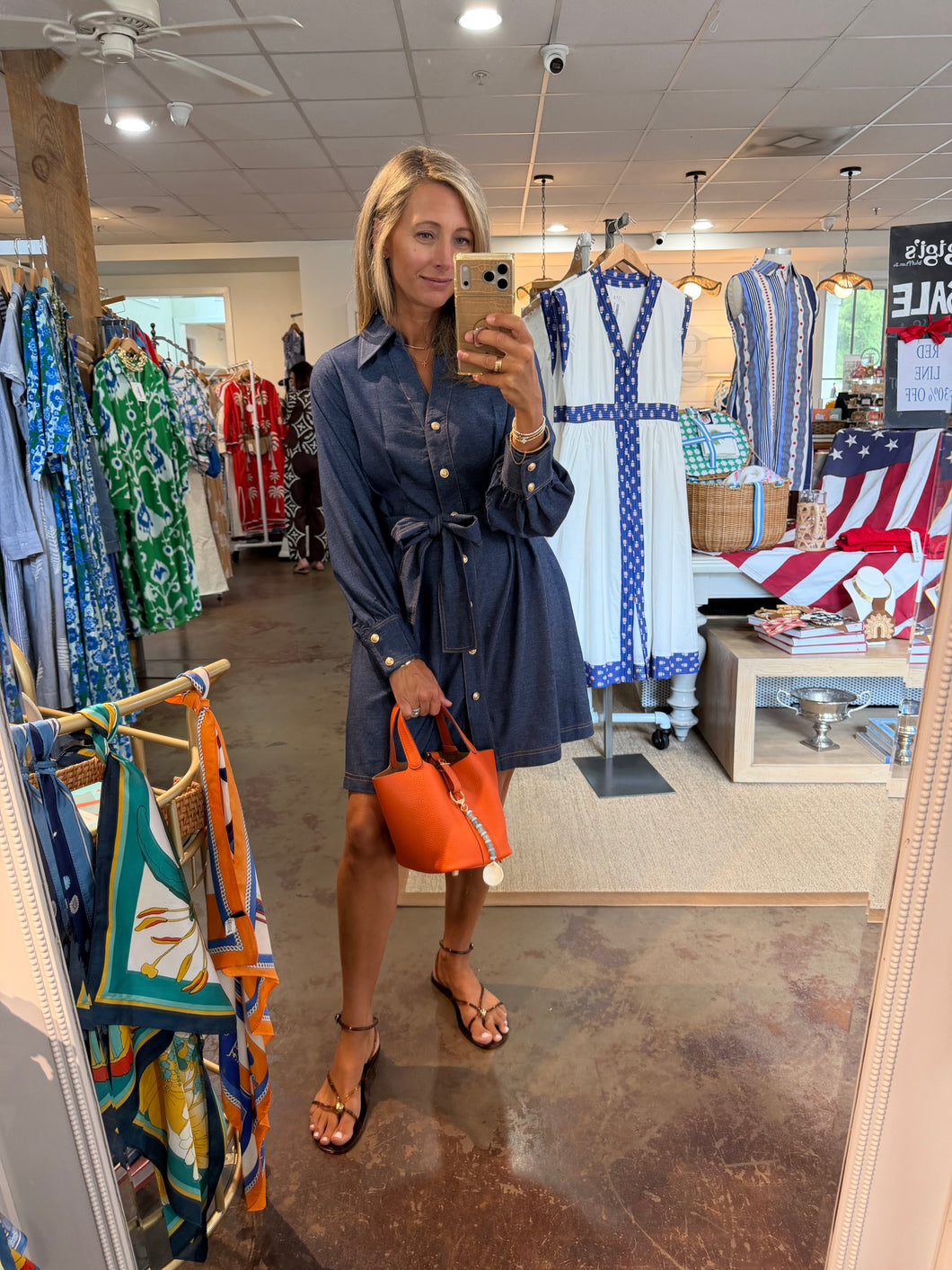 Denim Collar Waist Pleated Dress – Gigi's Bluffton
