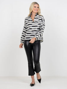 Truffle Stripe Long Sleeve Poppy Top
