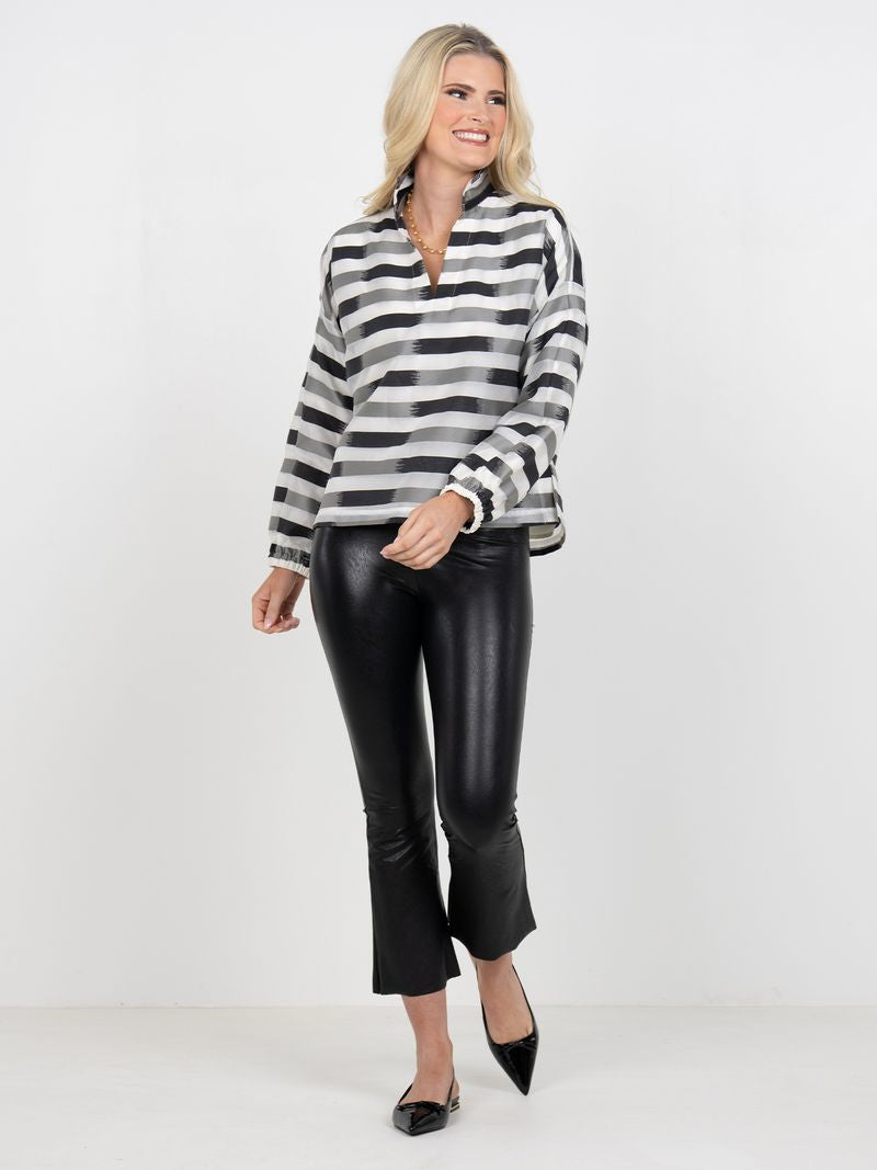 Truffle Stripe Long Sleeve Poppy Top