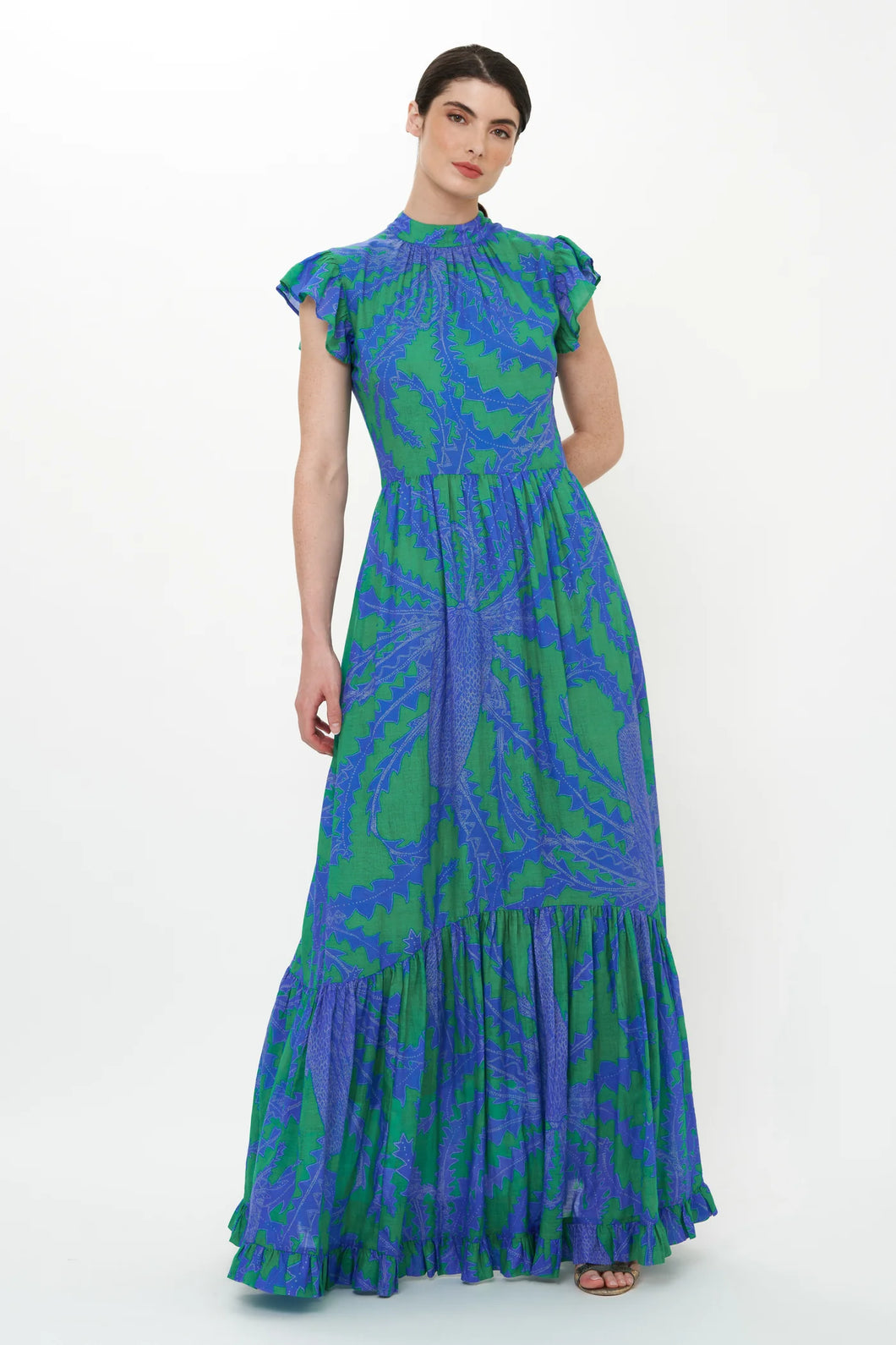 Thistle Mock Neck Flutter Maxi