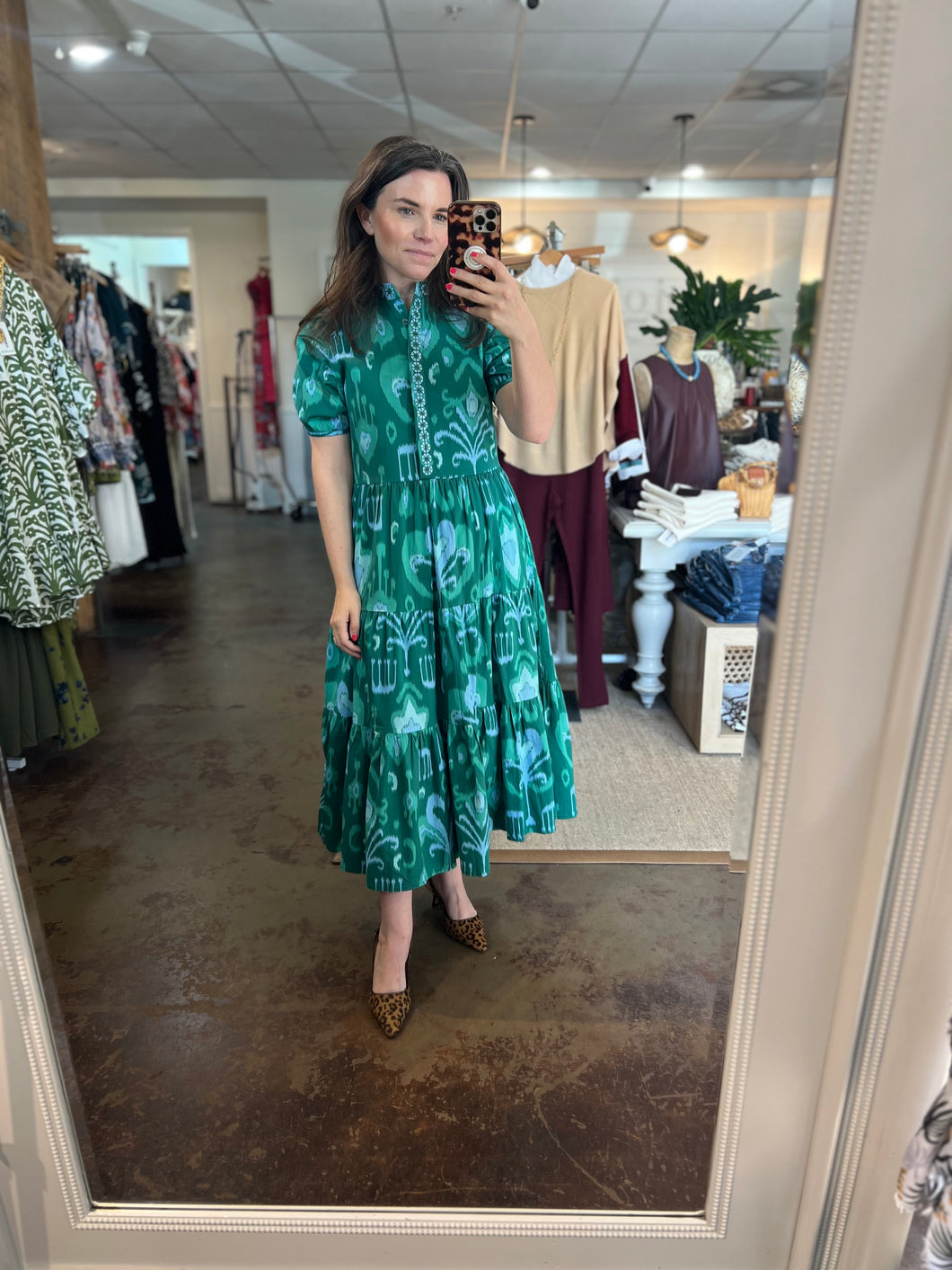 Emerald Ikat Kimbell Dress