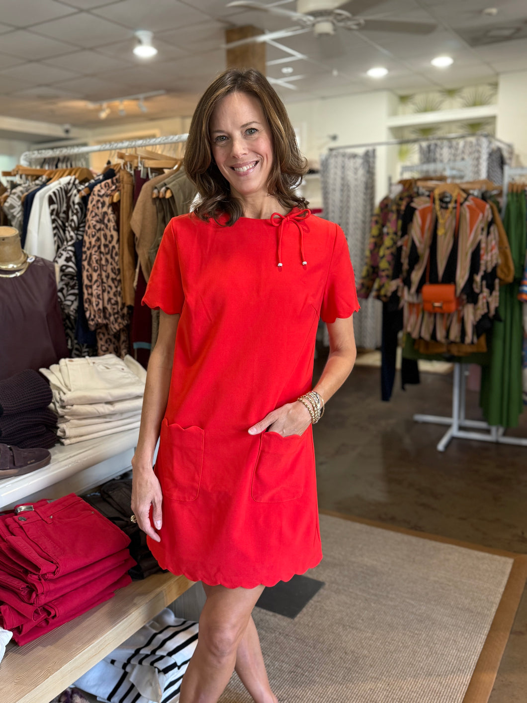 Scallop Mini Shift Dress