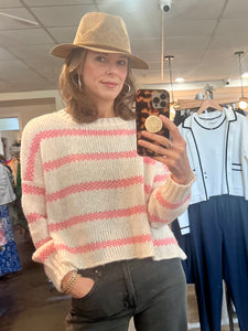Madison Cropped Striped Chunky Crew
