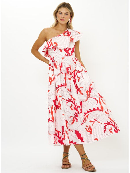 Orchid One Shoulder Ruffle Maxi