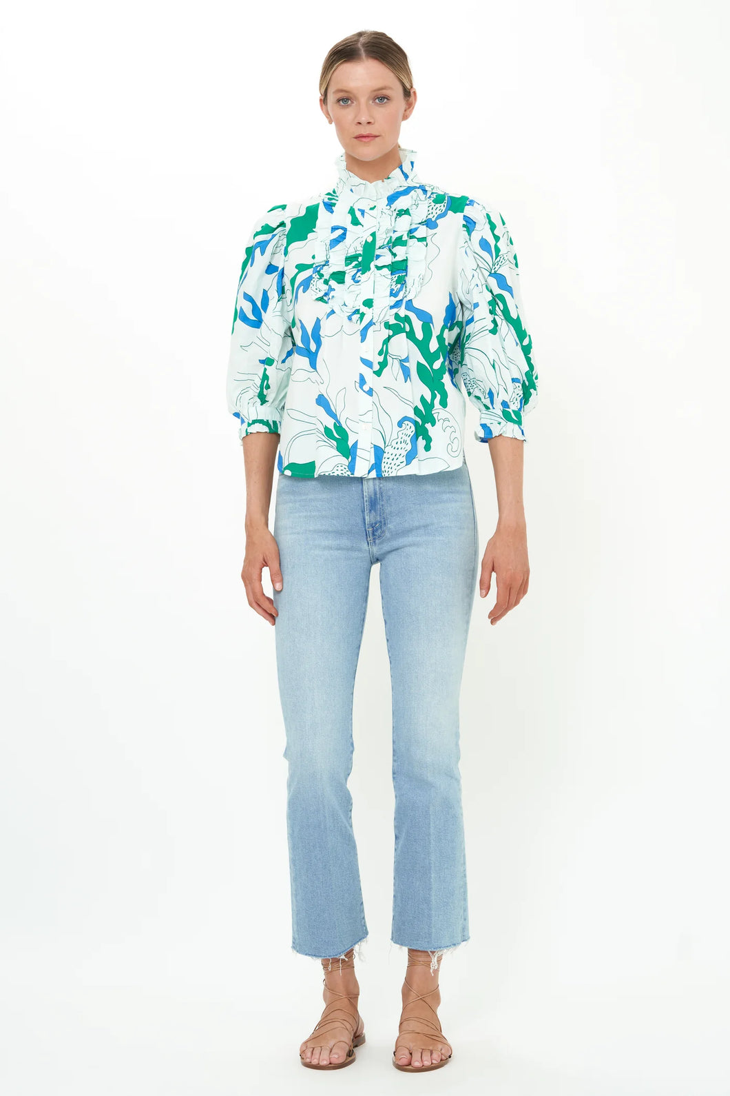 Orchid Ruffle Front Button Blouse