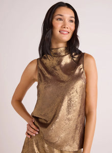 Metallic Cowl Neck Top