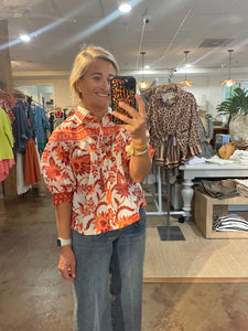 Floral Round Yoke Blouse