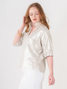 Metallic Linen Poppy Top