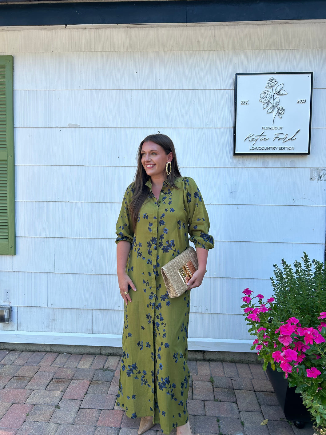 Harper Olive Shirt Dress