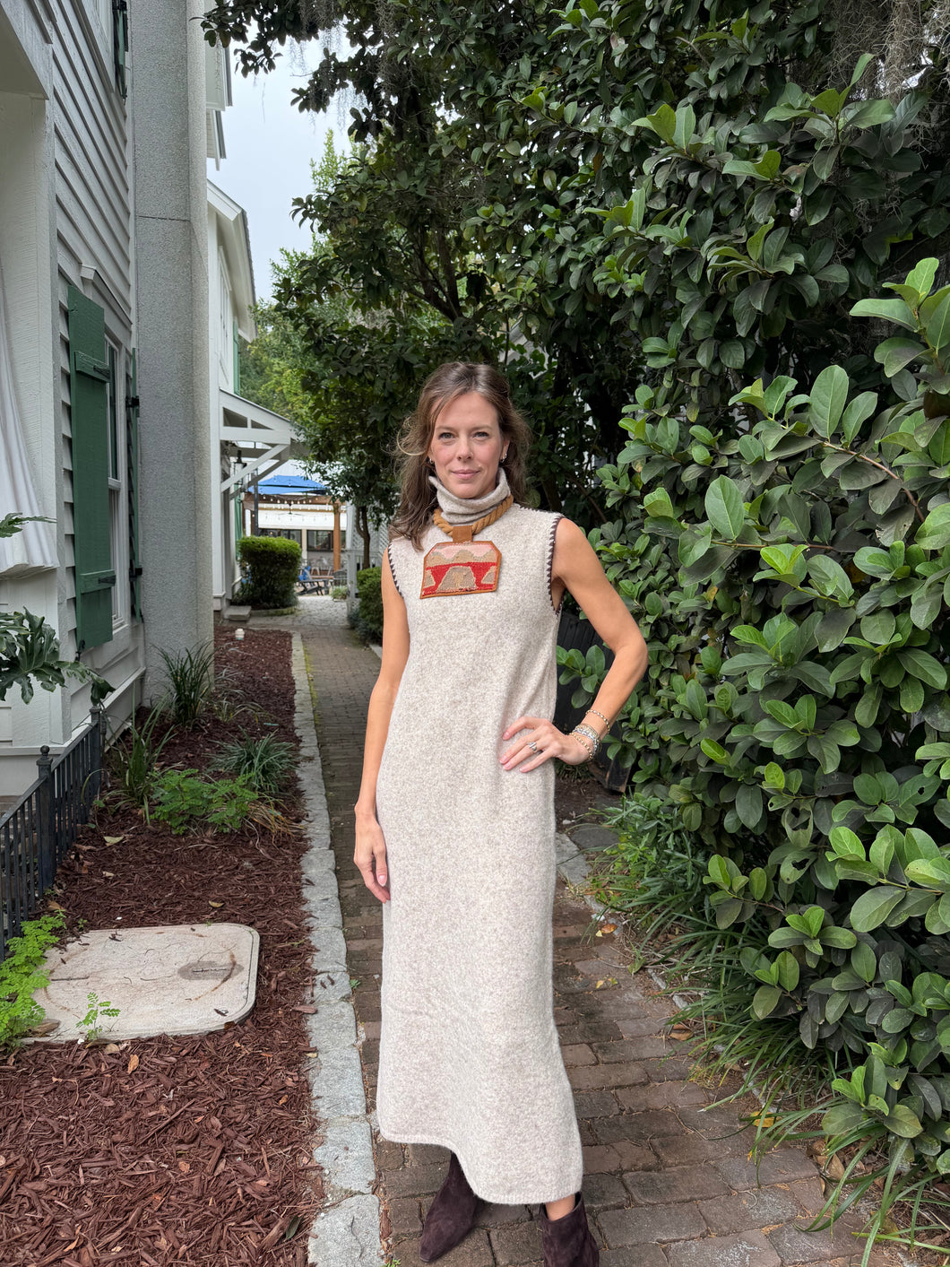 Knit Turtleneck Sleeveless Maxi