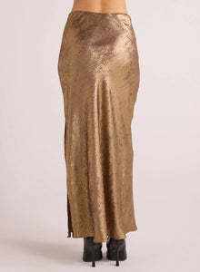 Metallic Side Slit Bias Skirt