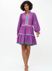 Solid Long Sleeve Yoke Dress