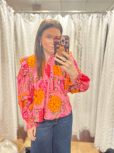 Load image into Gallery viewer, Floral Poplin Ruffle Sleeve Top
