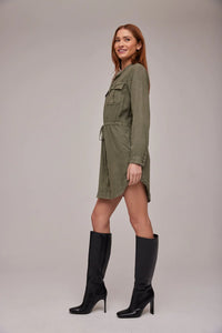Flap Pocket Shirt Dress