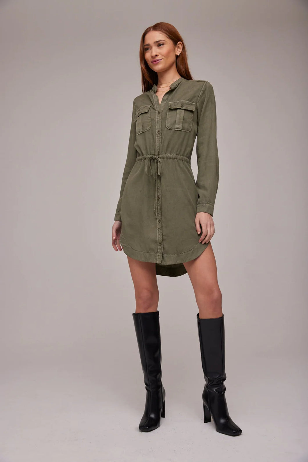 Flap Pocket Shirt Dress