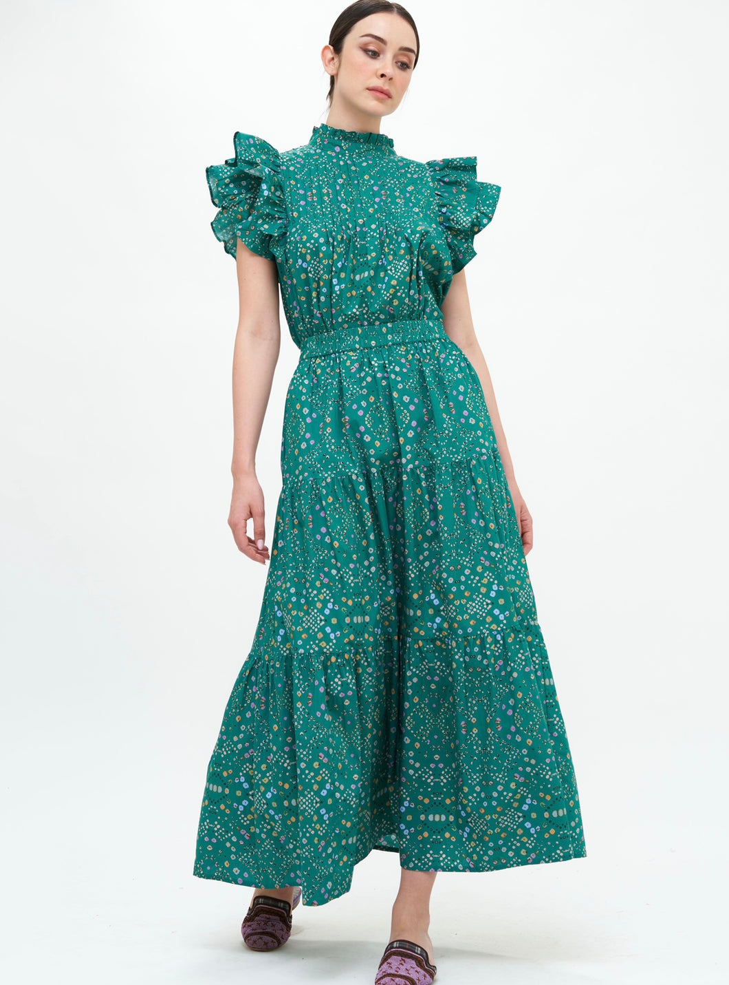 Shibori Tiered Maxi Skirt