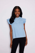 Load image into Gallery viewer, Chambray Flutter Sleeve Top
