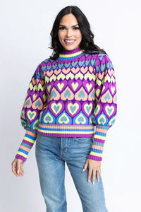Novelty Heart Mock Sweater